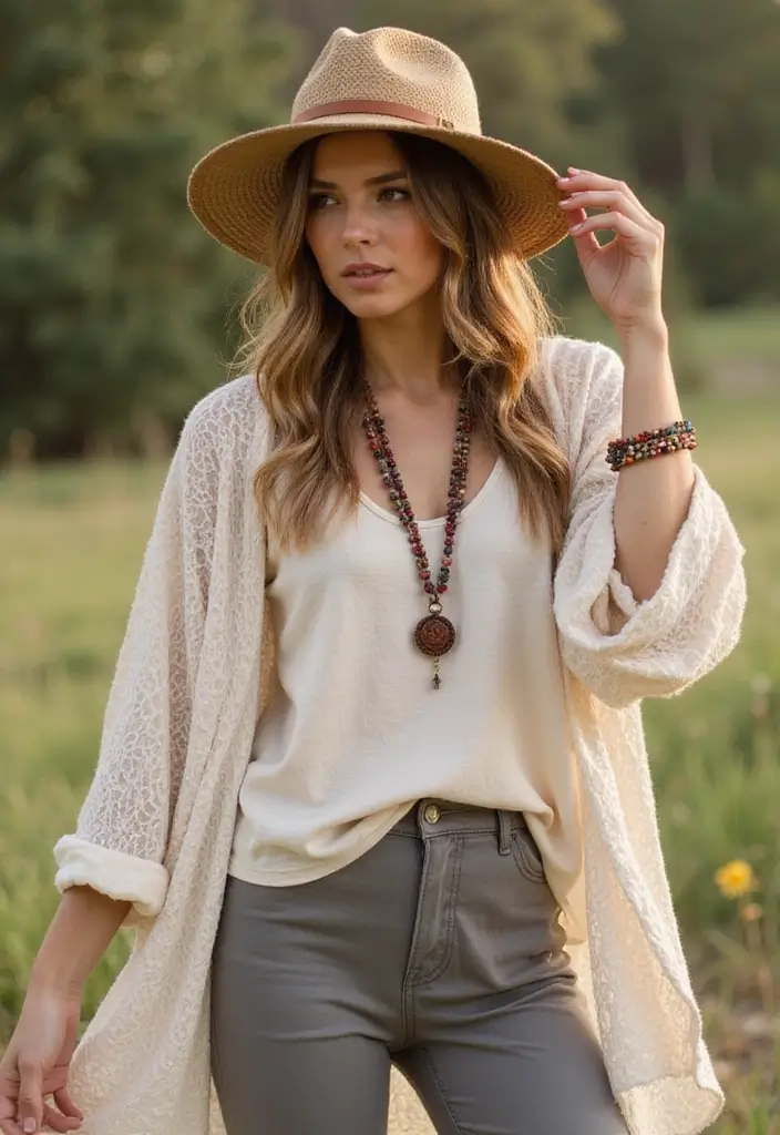 28 Stylish Pans Grises Outfit For Every Occasion - 24. Effortless Boho