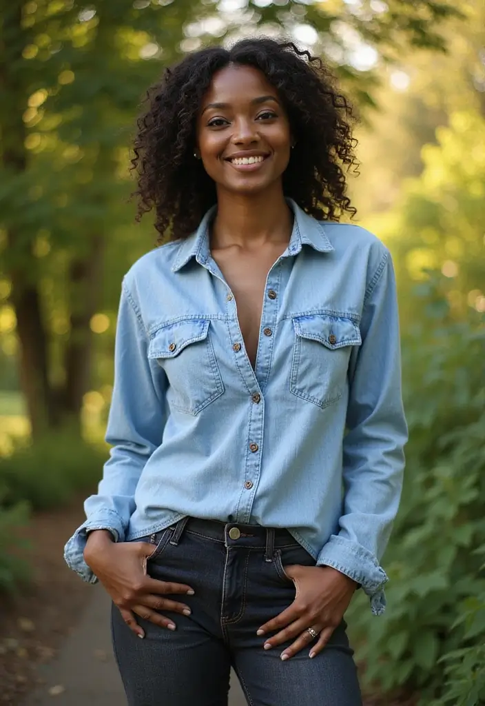 29 Chic Jean Outfit Ideas for Black Women to Copy Right Now - 2. Denim-on-Denim Fusion