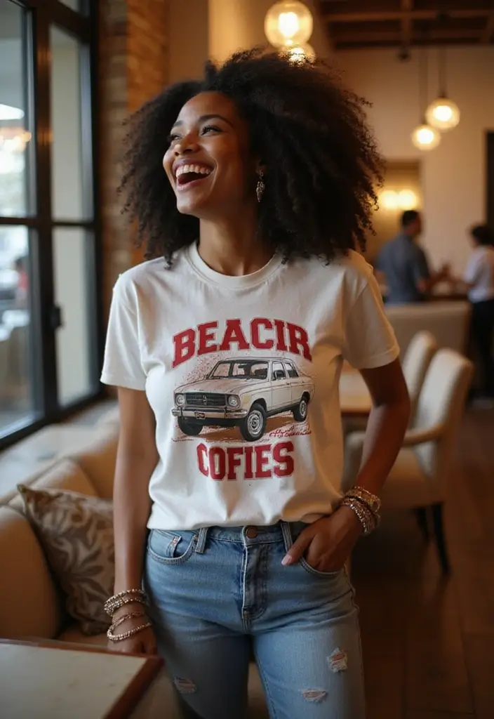 29 Chic Jean Outfit Ideas for Black Women to Copy Right Now - 5. Vintage Graphic Tee with Mom Jeans