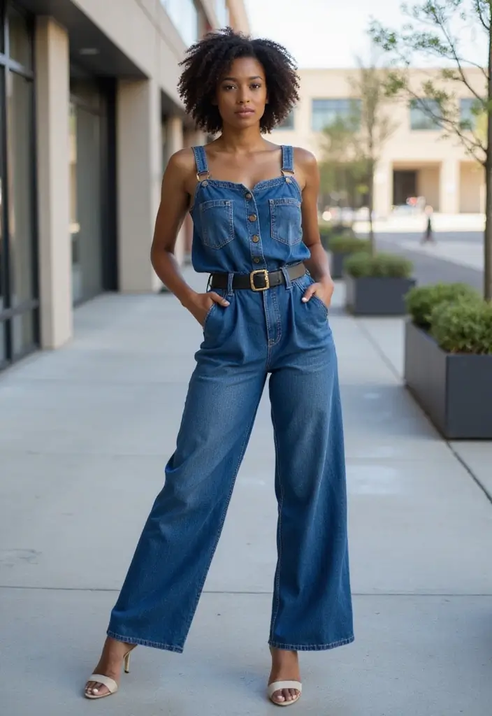 29 Chic Jean Outfit Ideas for Black Women to Copy Right Now - 6. Jumpsuit Style Jeans