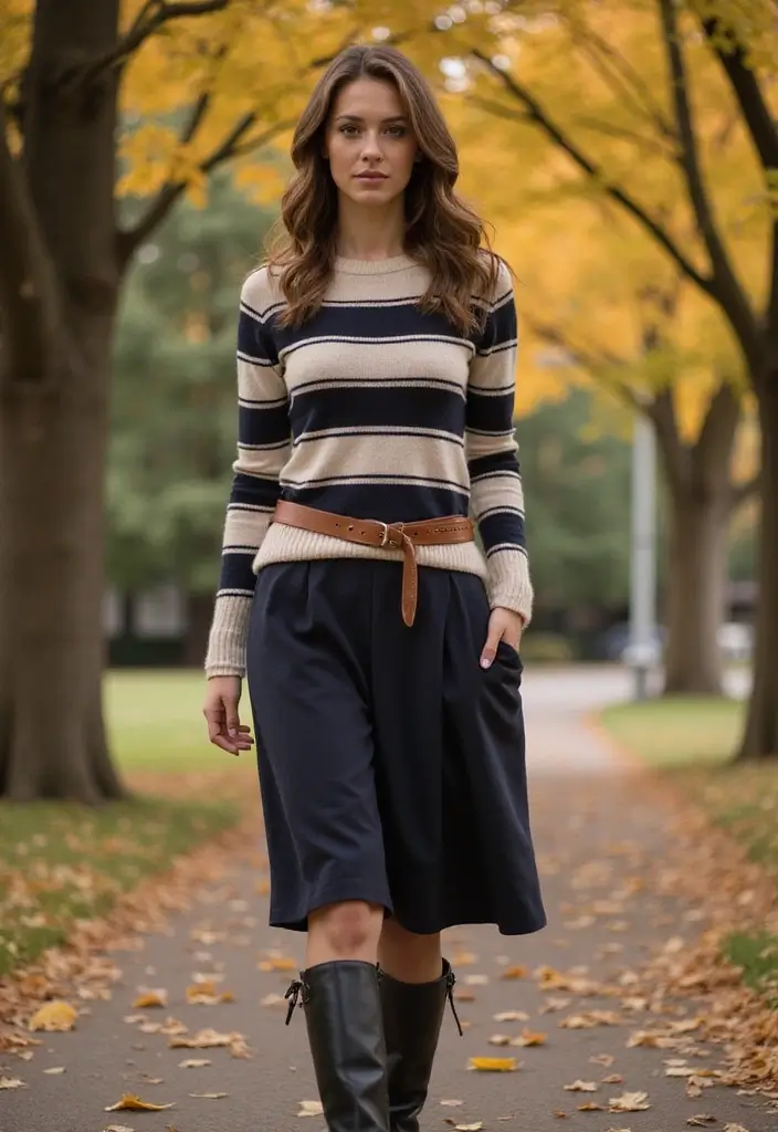 29 Chic Sueter Rayado Outfit To Copy Right Now - 2. Layered Over a Midi Dress