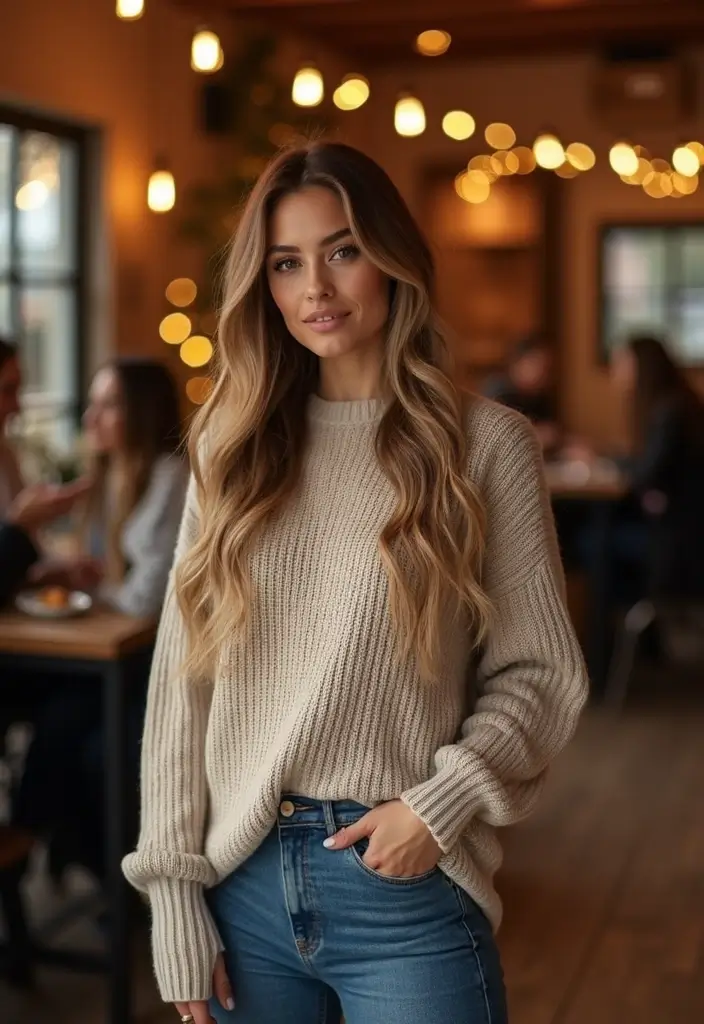 29 Chic Winter Party Outfit Ideas to Copy Right Now - 16. Casual Chic in an Oversized Sweater