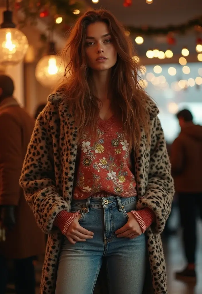 29 Chic Winter Party Outfit Ideas to Copy Right Now - 21. Patterns and Prints Mash-Up