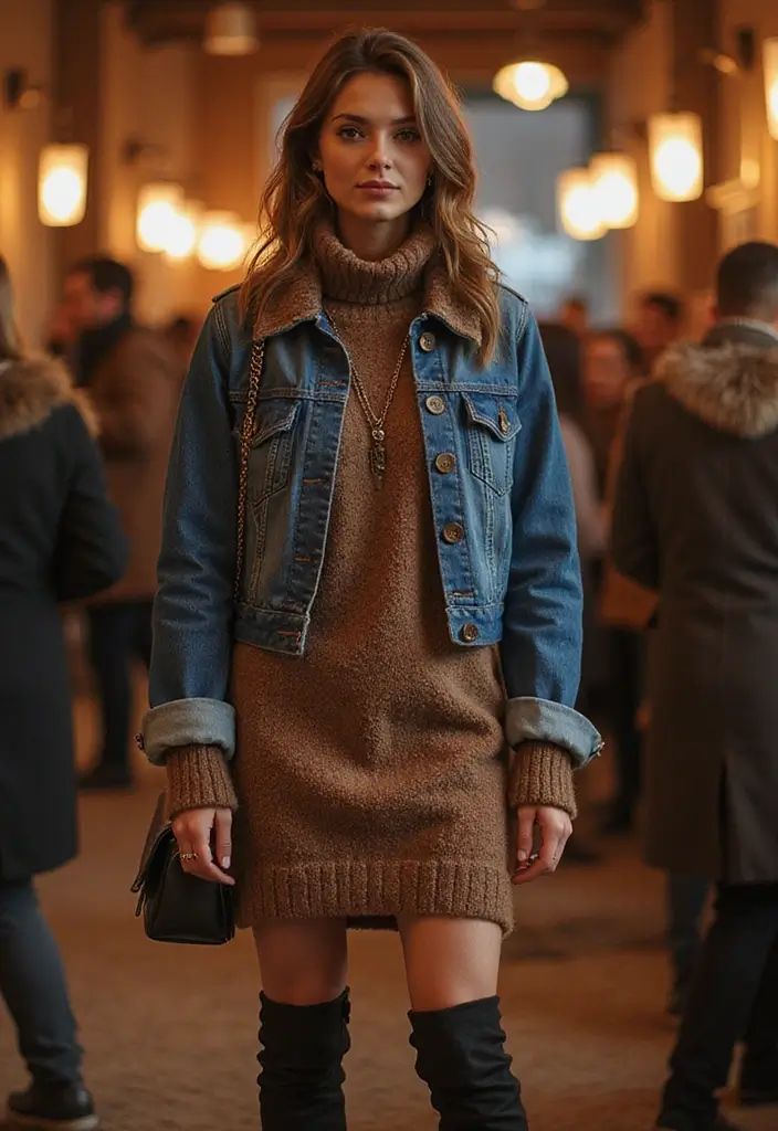 29 Chic Winter Party Outfit Ideas to Copy Right Now - 4. Chic Layered Sweater Dress