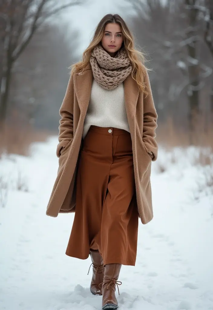 29 Fresh Maxi Skirt Outfit Ideas You Need To Try - 19. Cozy Layers for Winter