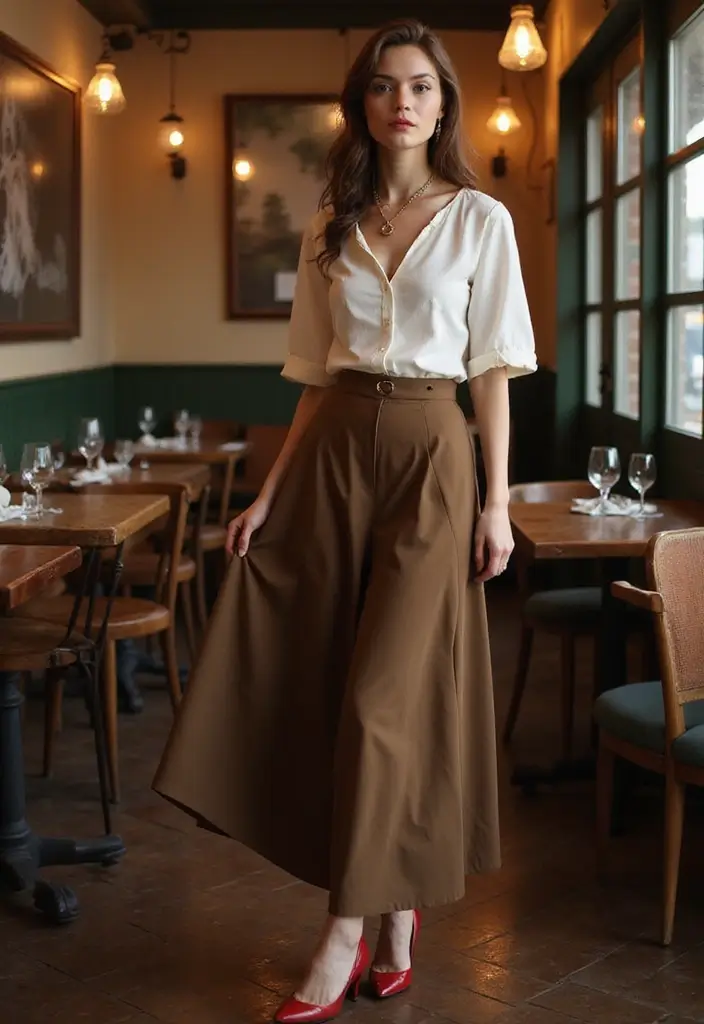 29 Fresh Maxi Skirt Outfit Ideas You Need To Try - 25. Vintage Style with a High-Waisted Maxi