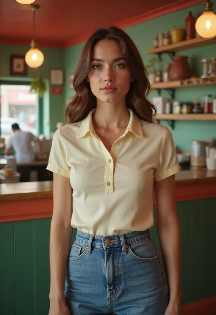 29 Polo Shirt Outfit Inspirations For Real Life - 11. Vintage Polo with High-Waisted Jeans