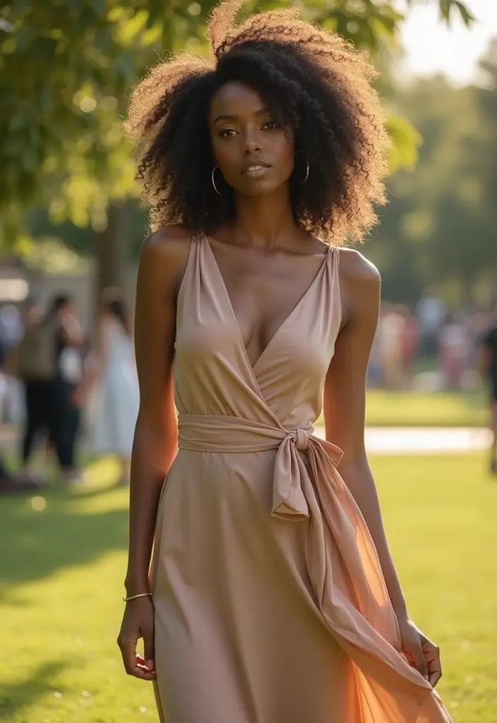 29 Trendy Panda Dunks Outfit Black Women To Refresh Your Closet - 11. Elegant Wrap Dress