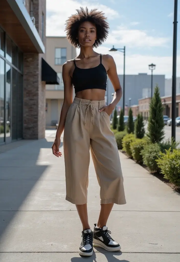 29 Trendy Panda Dunks Outfit Black Women To Refresh Your Closet - 15. Playful Culottes