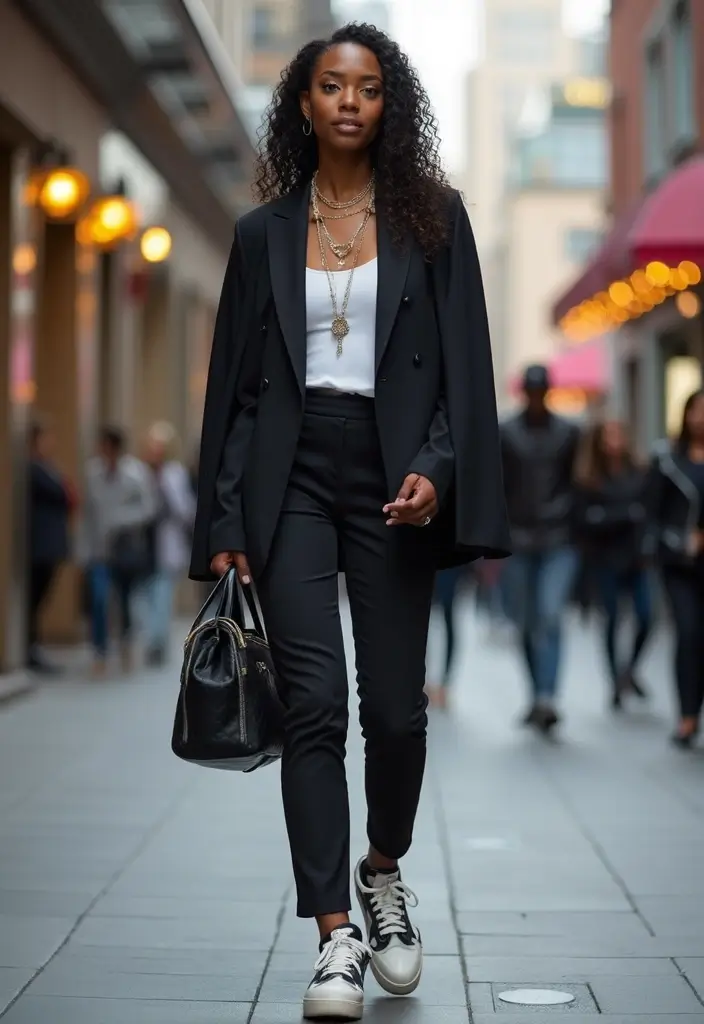 29 Trendy Panda Dunks Outfit Black Women To Refresh Your Closet - 27. Trendy Cape Blazer