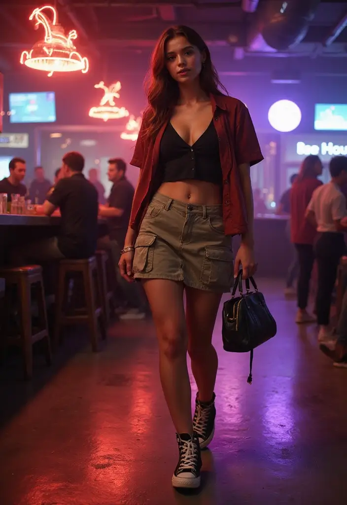 30 90s Clubbing Outfit Ideas That Feel Effortless - 11. High-Top Sneakers and Cargo Skirts