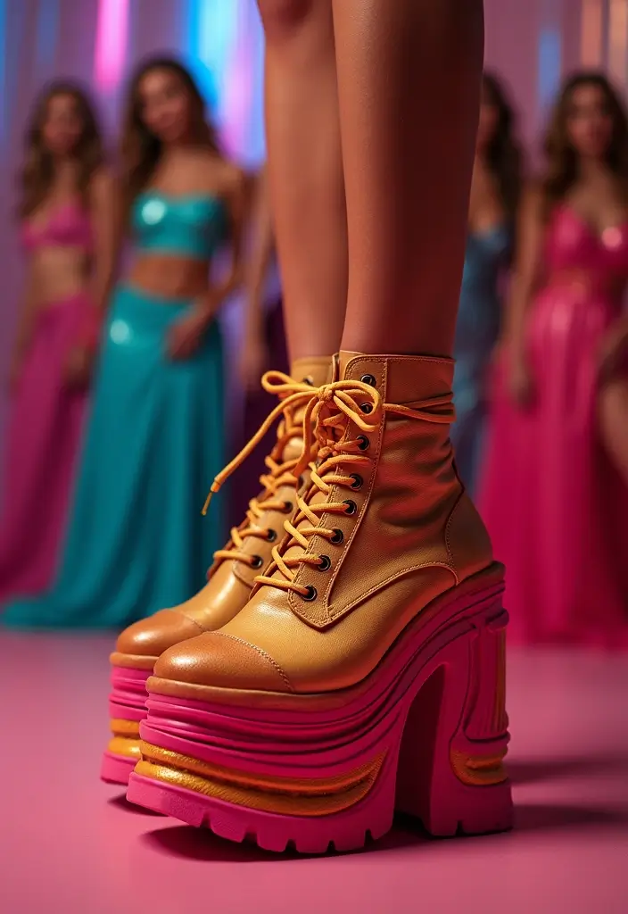 30 90s Clubbing Outfit Ideas That Feel Effortless - 16. Colorful Platform Shoes
