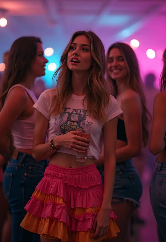 30 90s Clubbing Outfit Ideas That Feel Effortless - 20. Layered Skirts and Graphic Tees