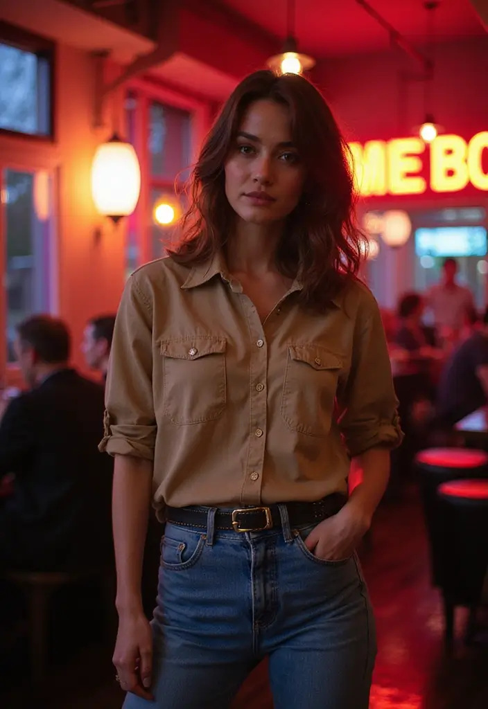 30 90s Clubbing Outfit Ideas That Feel Effortless - 27. Vintage Button-Up Shirts and Tucked In Style