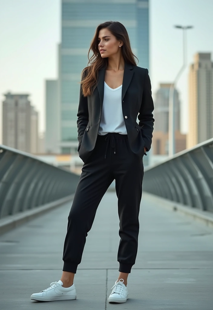 30 Fresh Outfit Casual Mujer Ideas You Need To Try - 15. Casual Blazer with Joggers