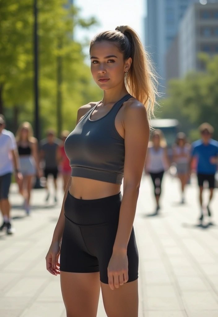 30 Fresh Outfit Casual Mujer Ideas You Need To Try - 16. Layered Tank Top with Biker Shorts