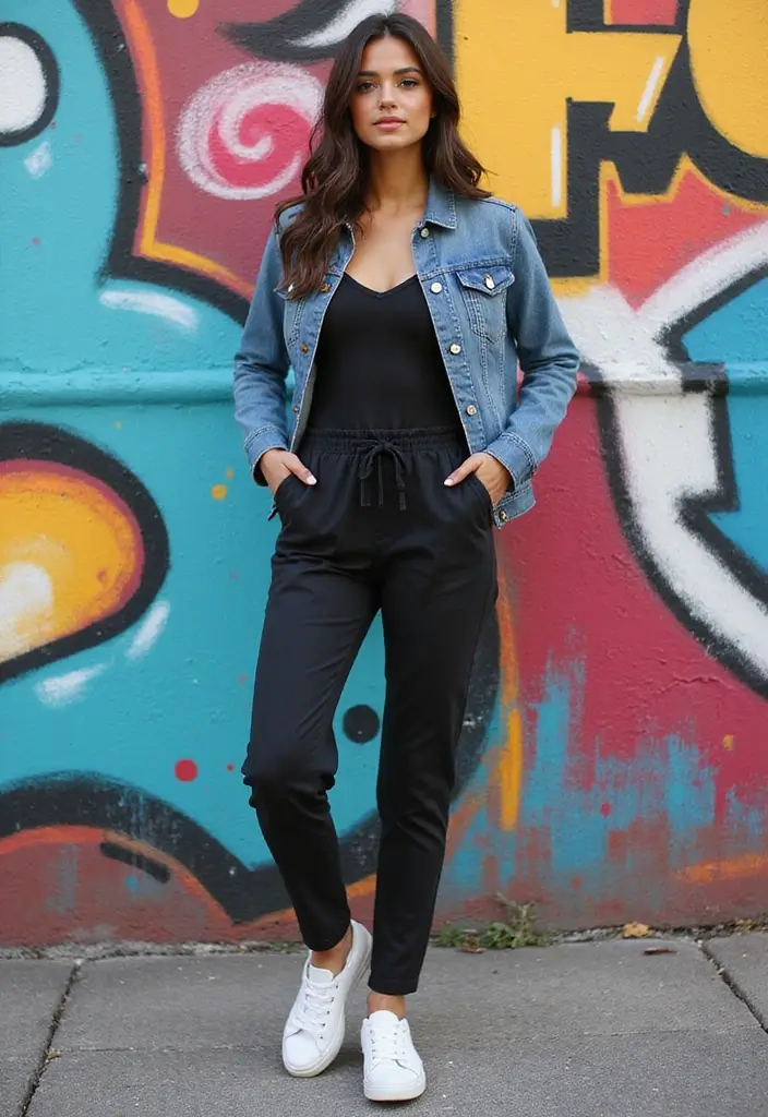 30 Fresh Outfit Casual Mujer Ideas You Need To Try - 6. Casual Jumpsuit with a Denim Jacket