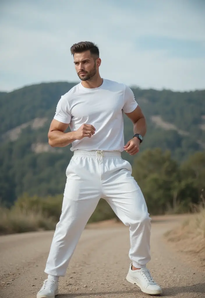 30 Must-Try All White Outfit Men Combos This Season - 19. All-White Athletic Gear