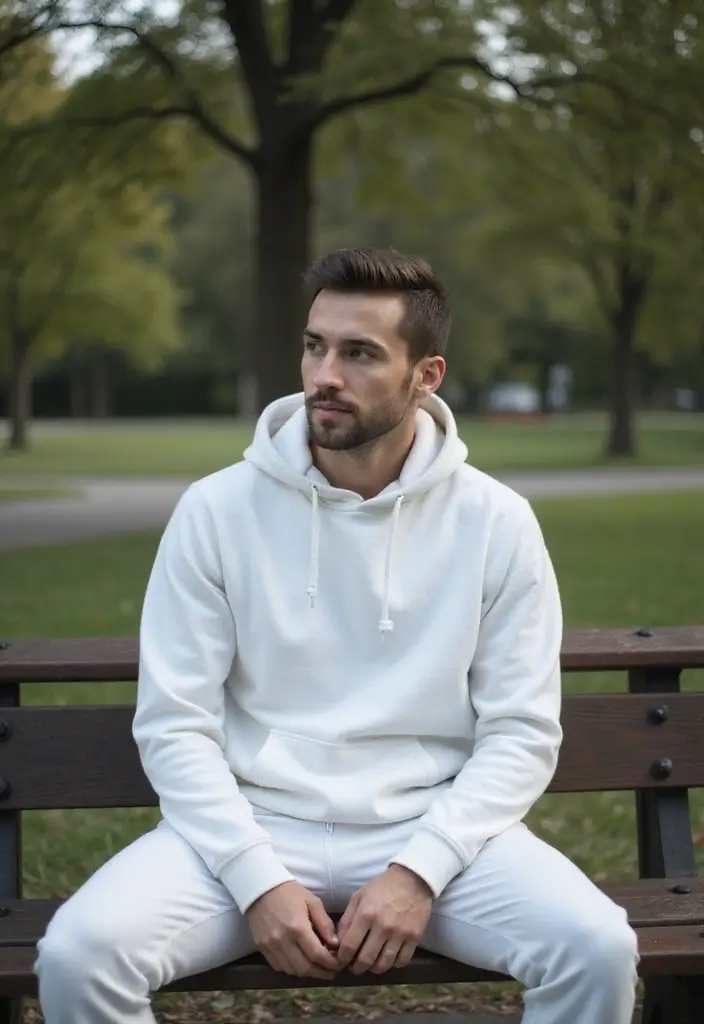 30 Must-Try All White Outfit Men Combos This Season - 8. White Hoodie and Joggers