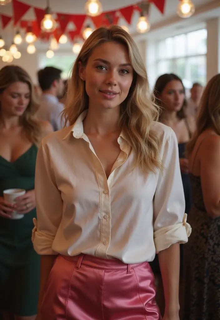 30 Must-Try Outfit Para Mama De Graduado Combos This Season - 14. Button-Up Shirt with Slip Skirt