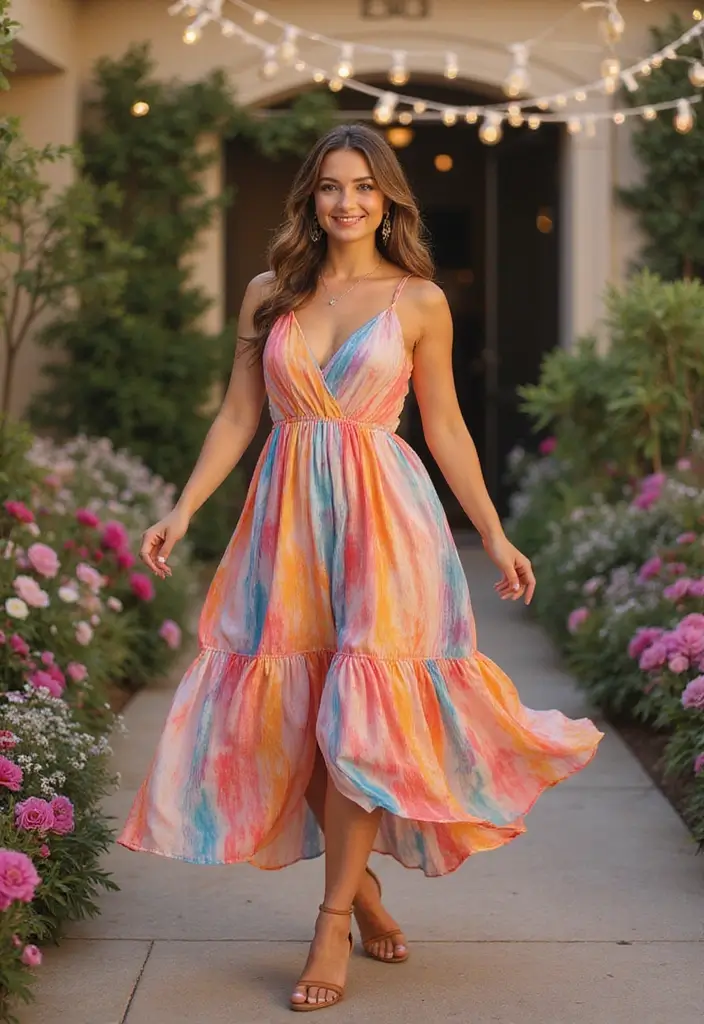 30 Must-Try Outfit Para Mama De Graduado Combos This Season - 16. Colorful A-Line Dress