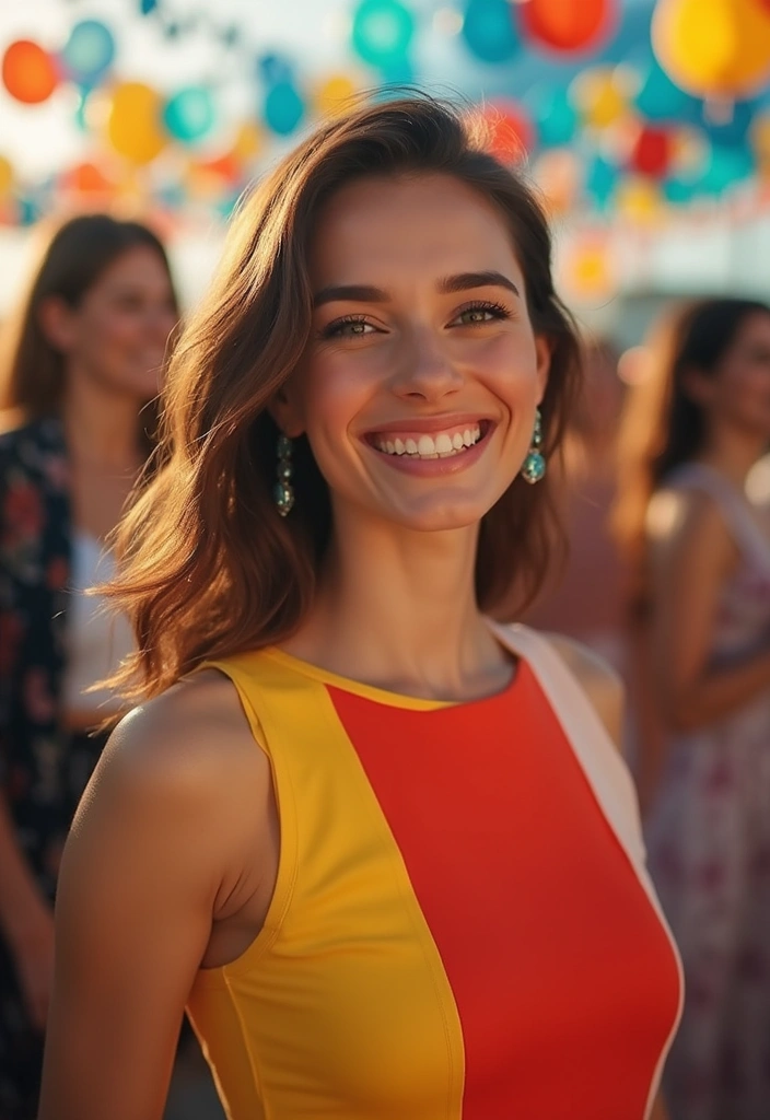 30 Must-Try Outfit Para Mama De Graduado Combos This Season - 27. Fun Color Block Dress