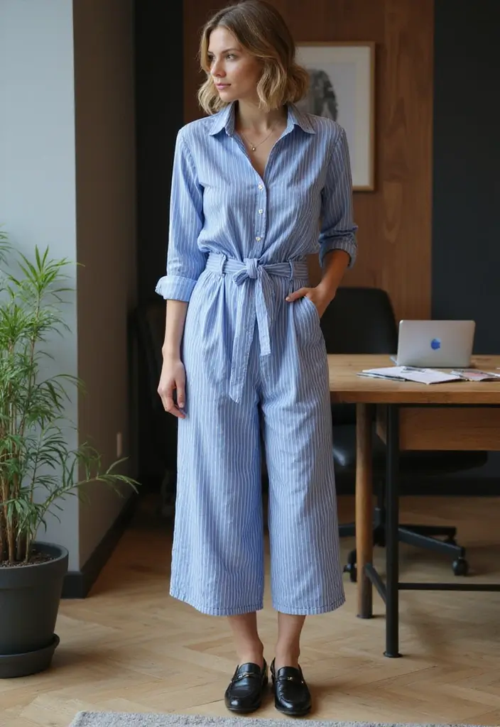 30 Outfit Chemise Rayee Bleu Inspirations For Real Life - 13. Office Casual