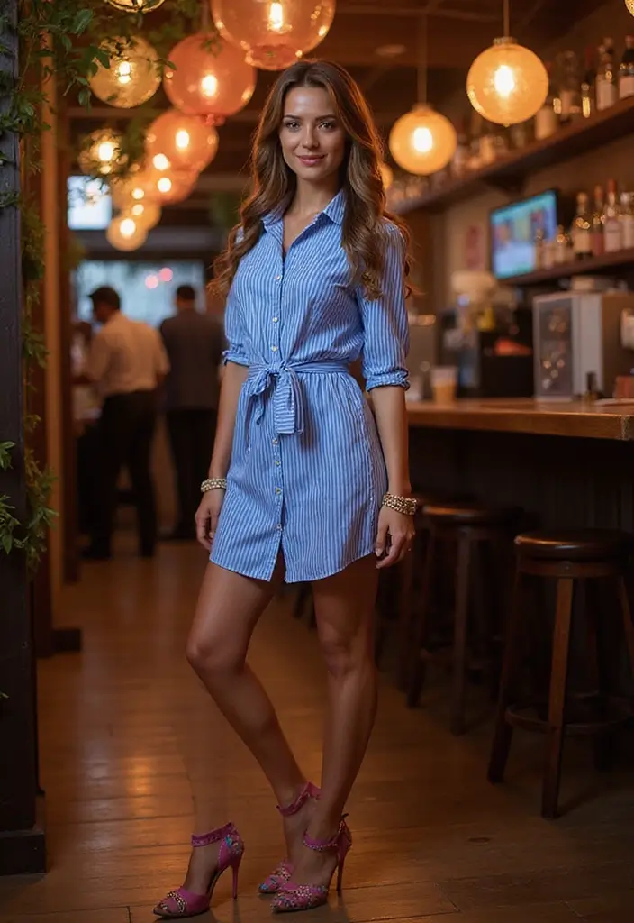 30 Outfit Chemise Rayee Bleu Inspirations For Real Life - 22. Festive Flair