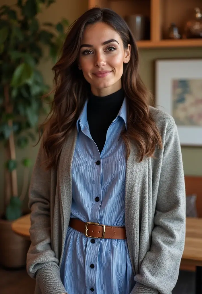 30 Outfit Chemise Rayee Bleu Inspirations For Real Life - 9. Layer with Purpose