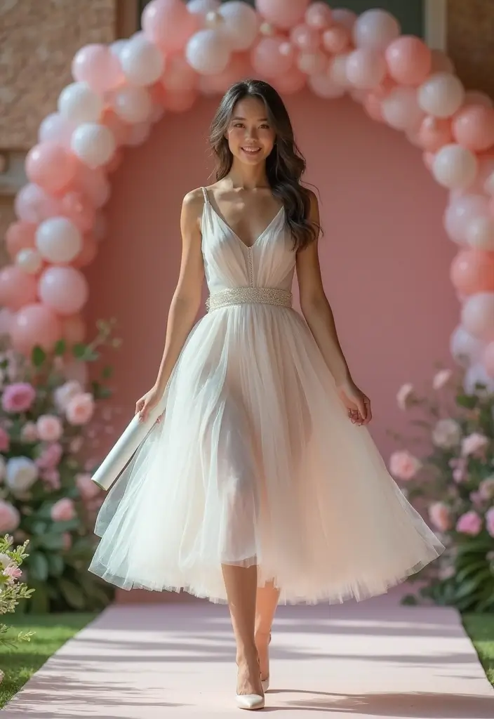 30 Outfit For Graduation Looks That Will Upgrade Your Wardrobe - 1. Chic Tulle Midi Dress