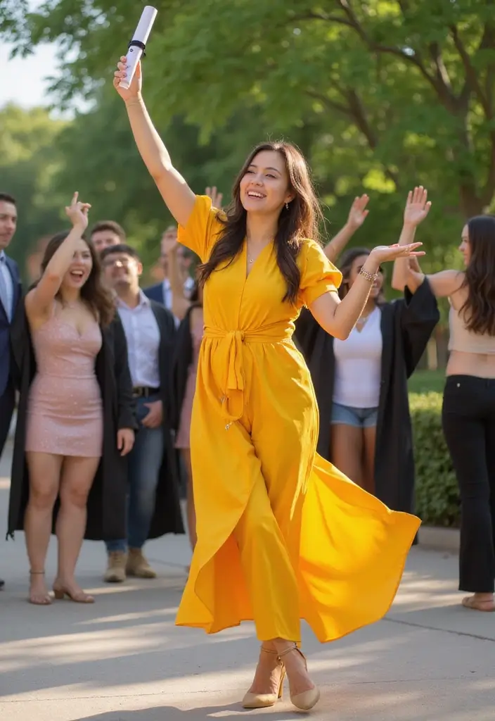 30 Outfit For Graduation Looks That Will Upgrade Your Wardrobe - 30. Brightly Colored Dress