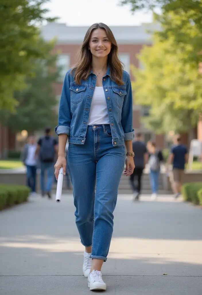 30 Outfit For Graduation Looks That Will Upgrade Your Wardrobe - 8. Sustainable Denim Ensemble