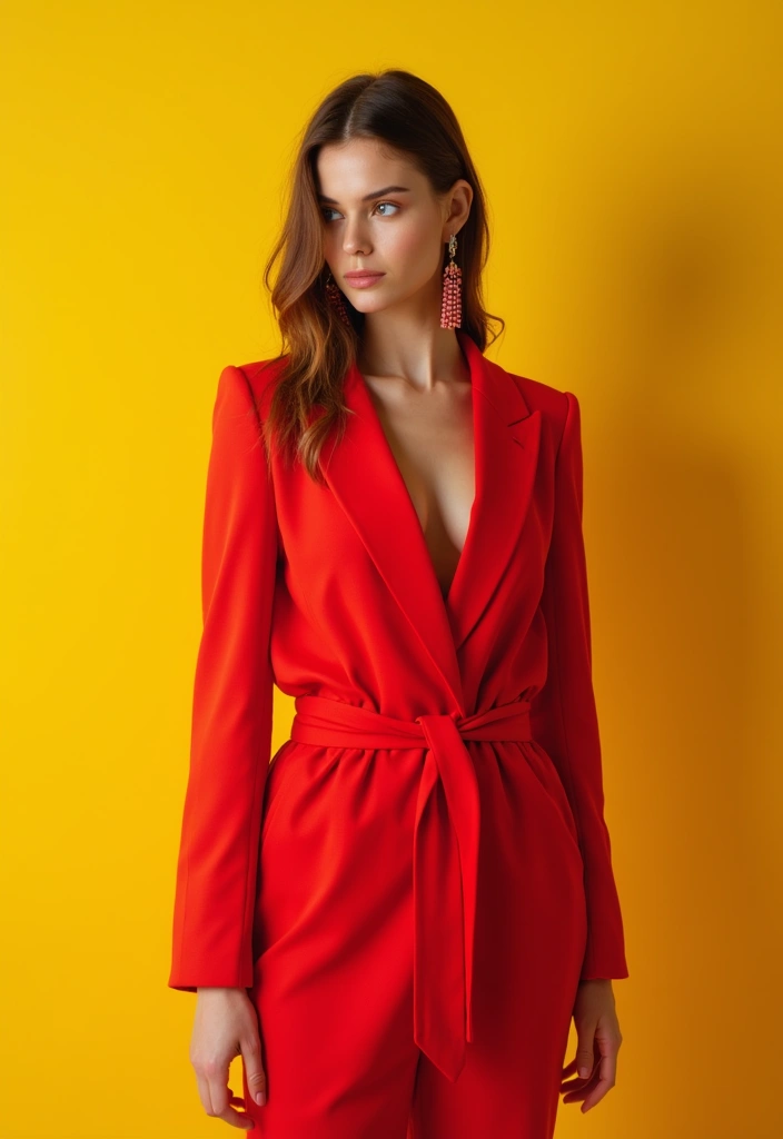30 Outfit Vestido Rojo Looks That Will Upgrade Your Wardrobe - 18. Bold Color Blocking