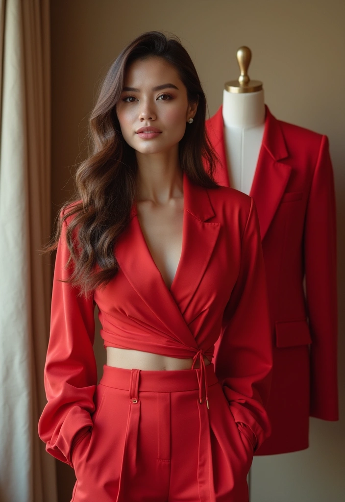 30 Outfit Vestido Rojo Looks That Will Upgrade Your Wardrobe - 20. Casual Twinset Style