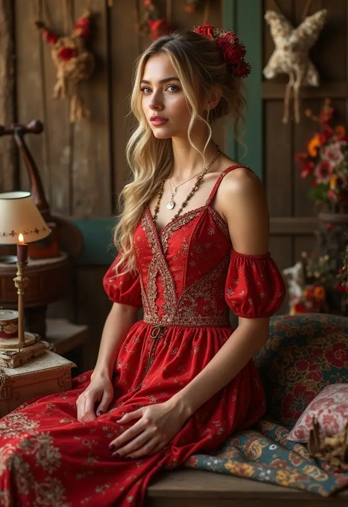 30 Outfit Vestido Rojo Looks That Will Upgrade Your Wardrobe - 7. Stunning Print and Pattern Mix