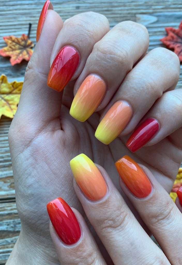 15 Autumn French Tip Nails Ideas Classic With Fall Twist - 10. Sunset Gradient 1