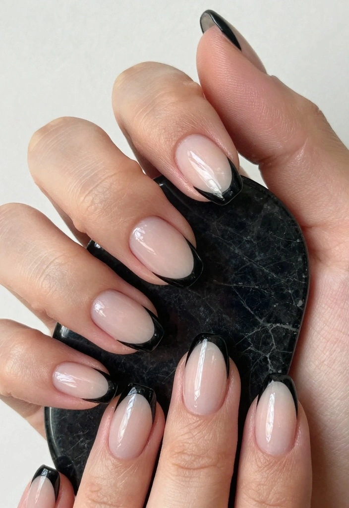 15 Autumn French Tip Nails Ideas Classic With Fall Twist - 11. Classic Black Tips 1