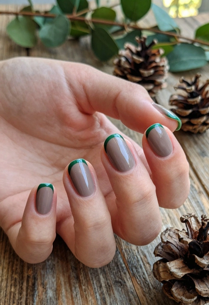 15 Autumn French Tip Nails Ideas Classic With Fall Twist - 4. Forest Green Tips 1