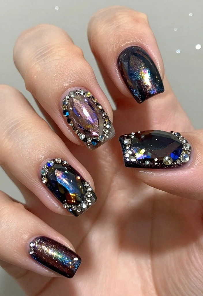 15 Birthday Nails Ideas Fun Glam Party Ready - 6. Shimmering Gemstones 1