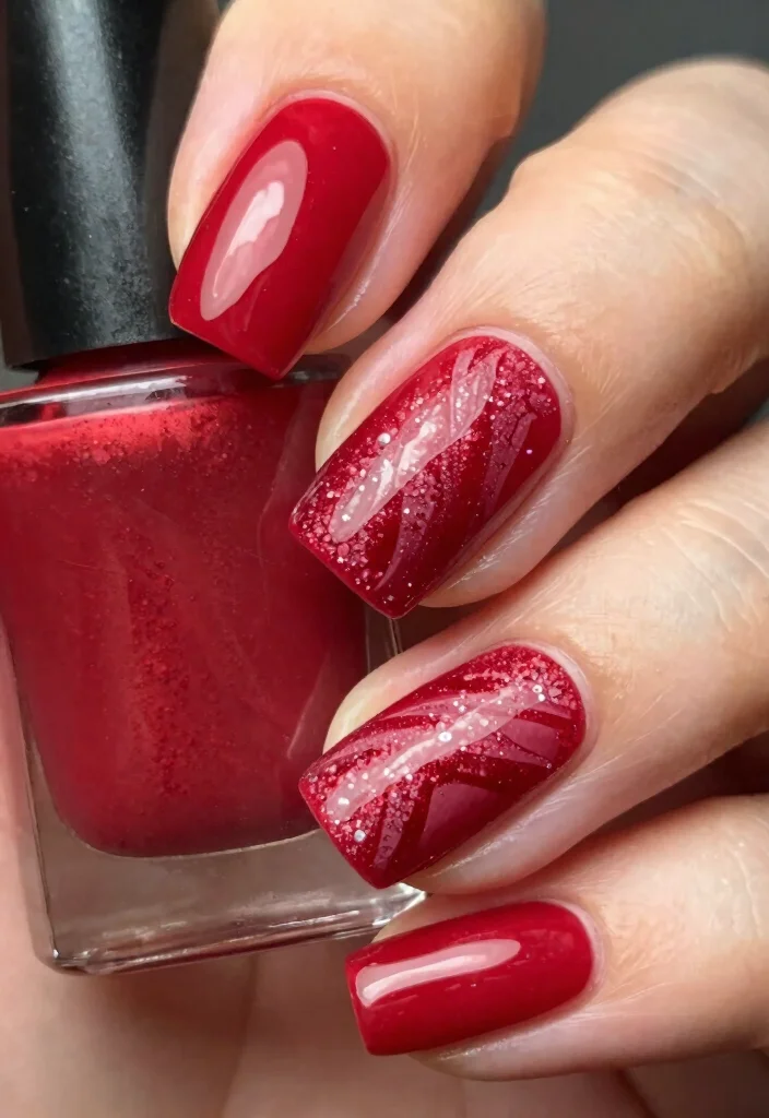15 Cherry Red Nails Ideas: Bold Timeless Glam - 15. Cherry Red with Textured Elements 1