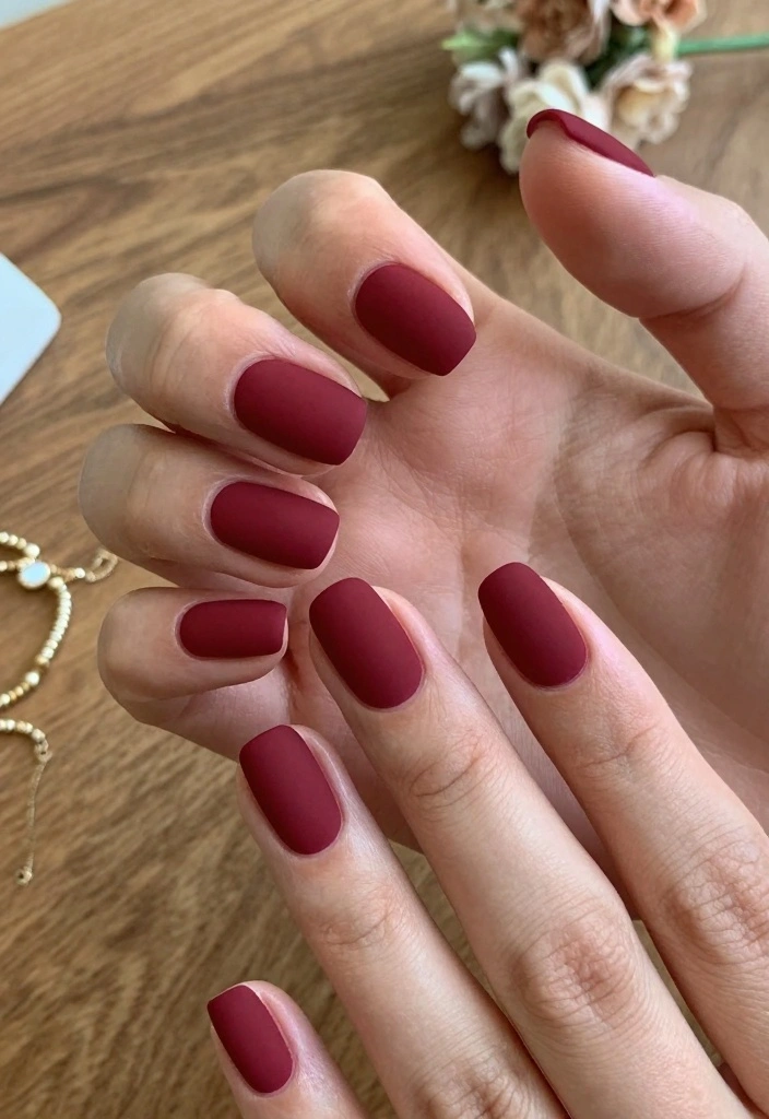 15 Cherry Red Nails Ideas: Bold Timeless Glam - 3. Matte Cherry Red Elegance 1