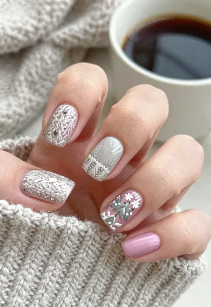 15 December Nails Ideas: Festive Winter Chic - 11. Textured Sweater Nails 1