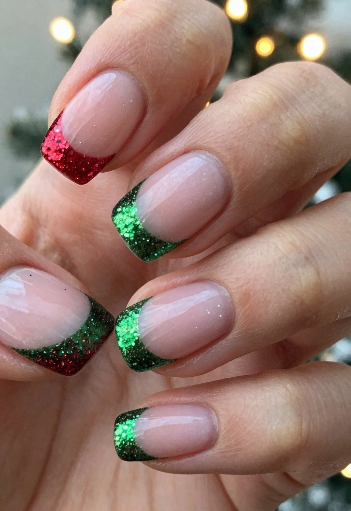 15 December Nails Ideas: Festive Winter Chic - 6. Festive French Tips 1
