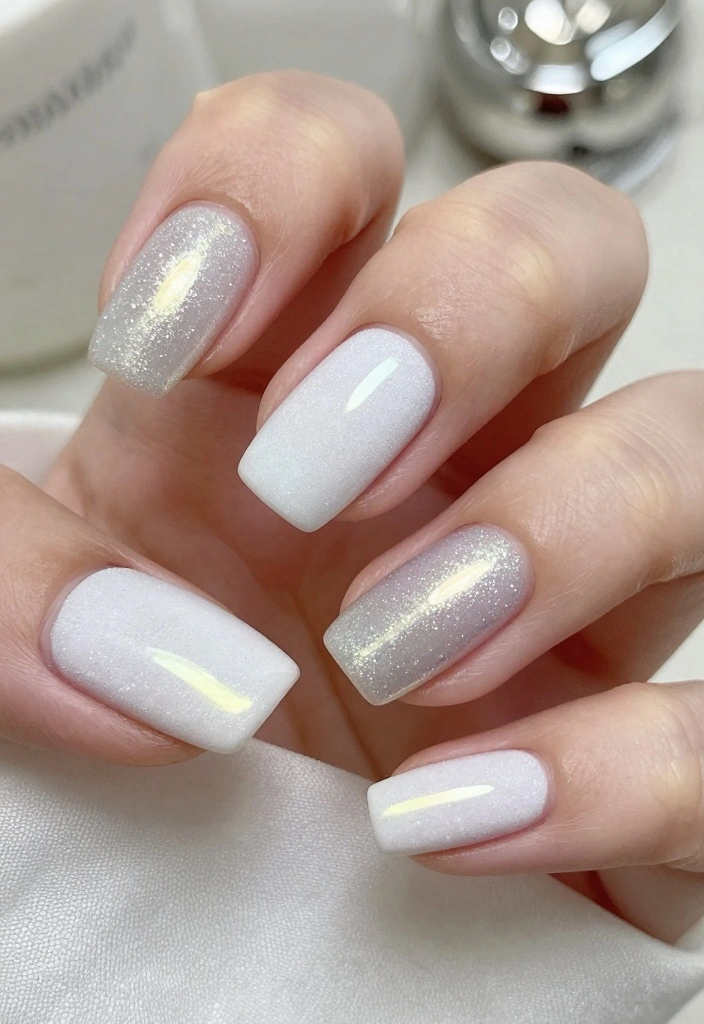 15 Fall Chrome Nail Colors Ideas Shiny Autumn Luxe - 15. Frosted White Luxe 1