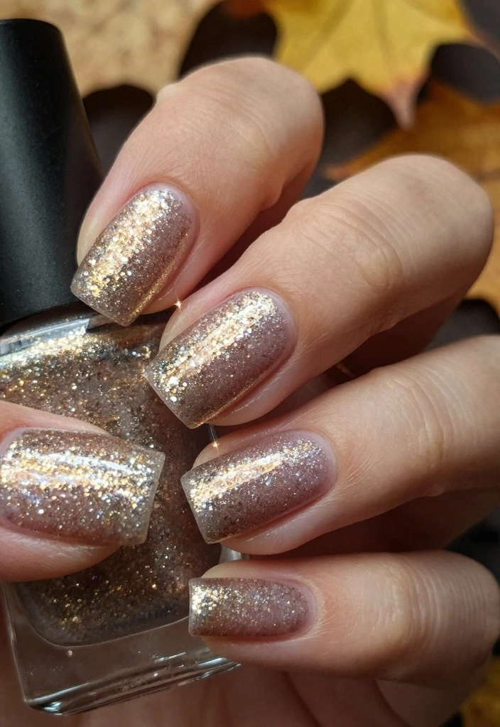 15 Fall Chrome Nail Colors Ideas Shiny Autumn Luxe - 4. Sparkling Champagne Dreams 1