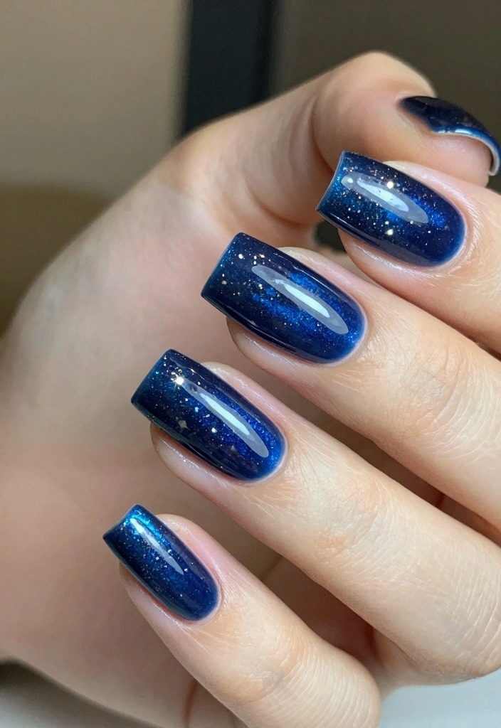 15 Fall Chrome Nail Colors Ideas Shiny Autumn Luxe - 5. Majestic Midnight Blue 1