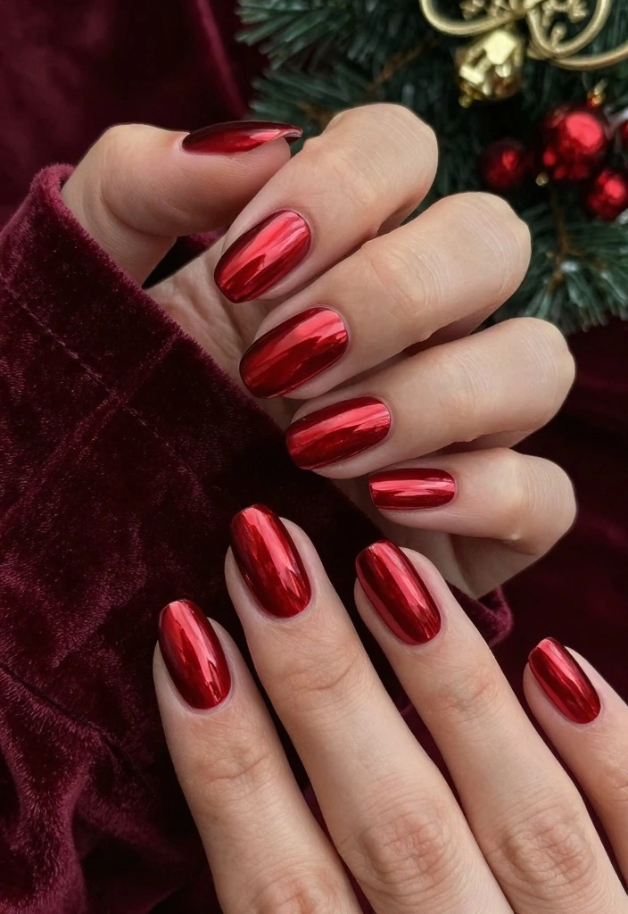 15 Fall Chrome Nail Colors Ideas Shiny Autumn Luxe - 6. Brilliant Ruby Red 1