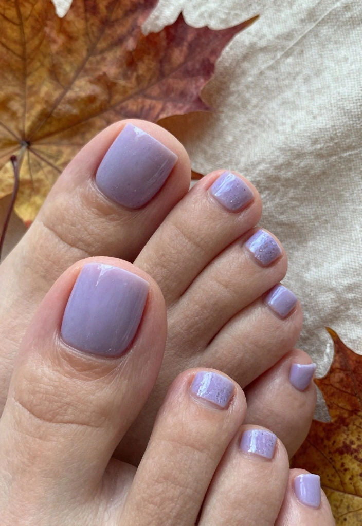 15 Fall Toe Nail Colors Ideas for a Cozy Polished Look - 12. Frosted Lavender 1