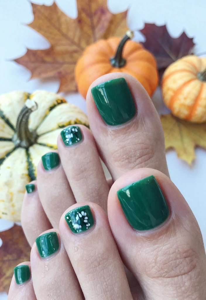 15 Fall Toe Nail Colors Ideas for a Cozy Polished Look - 13. Emerald Green 1