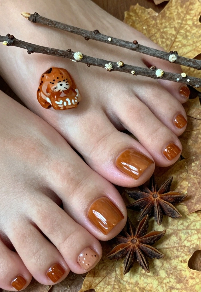 15 Fall Toe Nail Colors Ideas for a Cozy Polished Look - 15. Warm Cinnamon 1